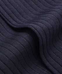 Navy Blue Mid Length Ribbed Merino Wool Socks