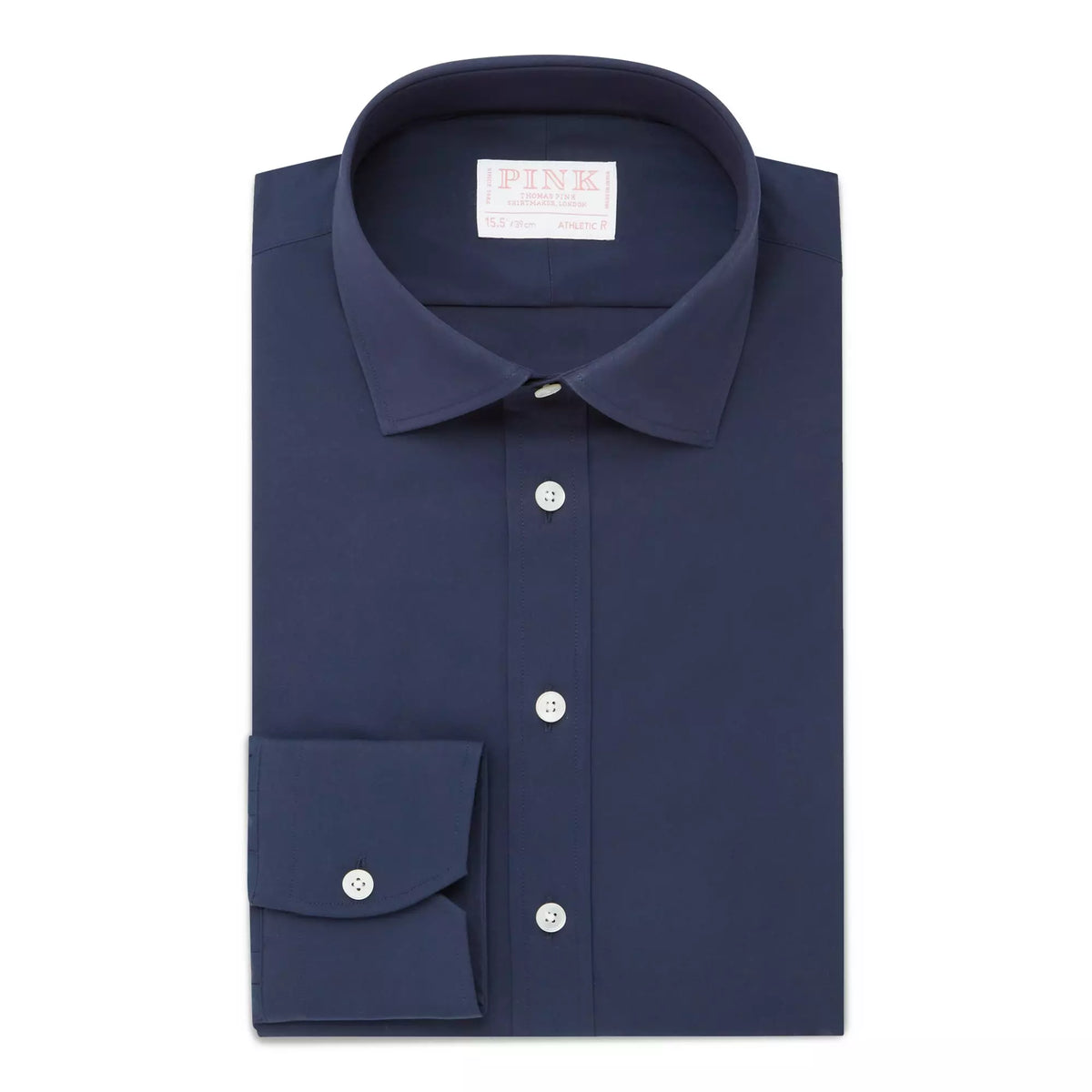 Navy Blue Athletic Fit Stretch Plain Poplin Formal Shirt