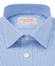 Sky Blue & White Athletic Fit Gingham Check Formal Shirt