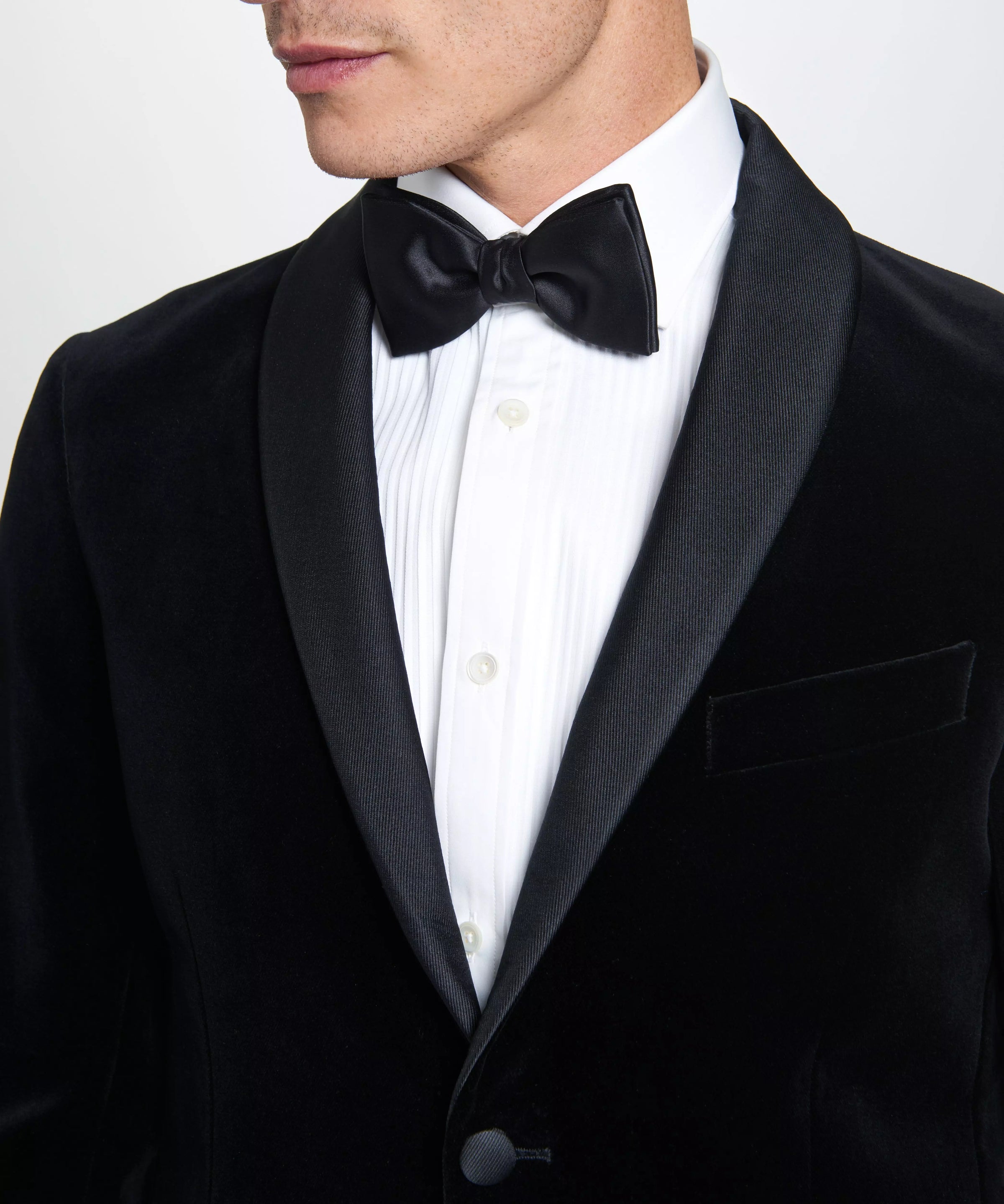 Black Tailored Fit Velvet Unstructured Evening Jacket