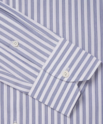 Deep Blue & White Tailored Fit Formal Pillar Stripe Shirt