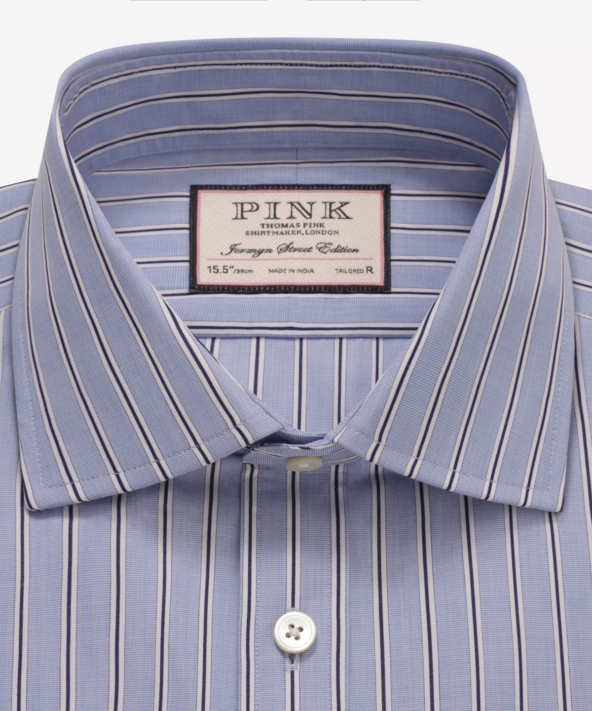 Blue & Navy Tailored Fit Regent End on End Stripe Formal Shirt