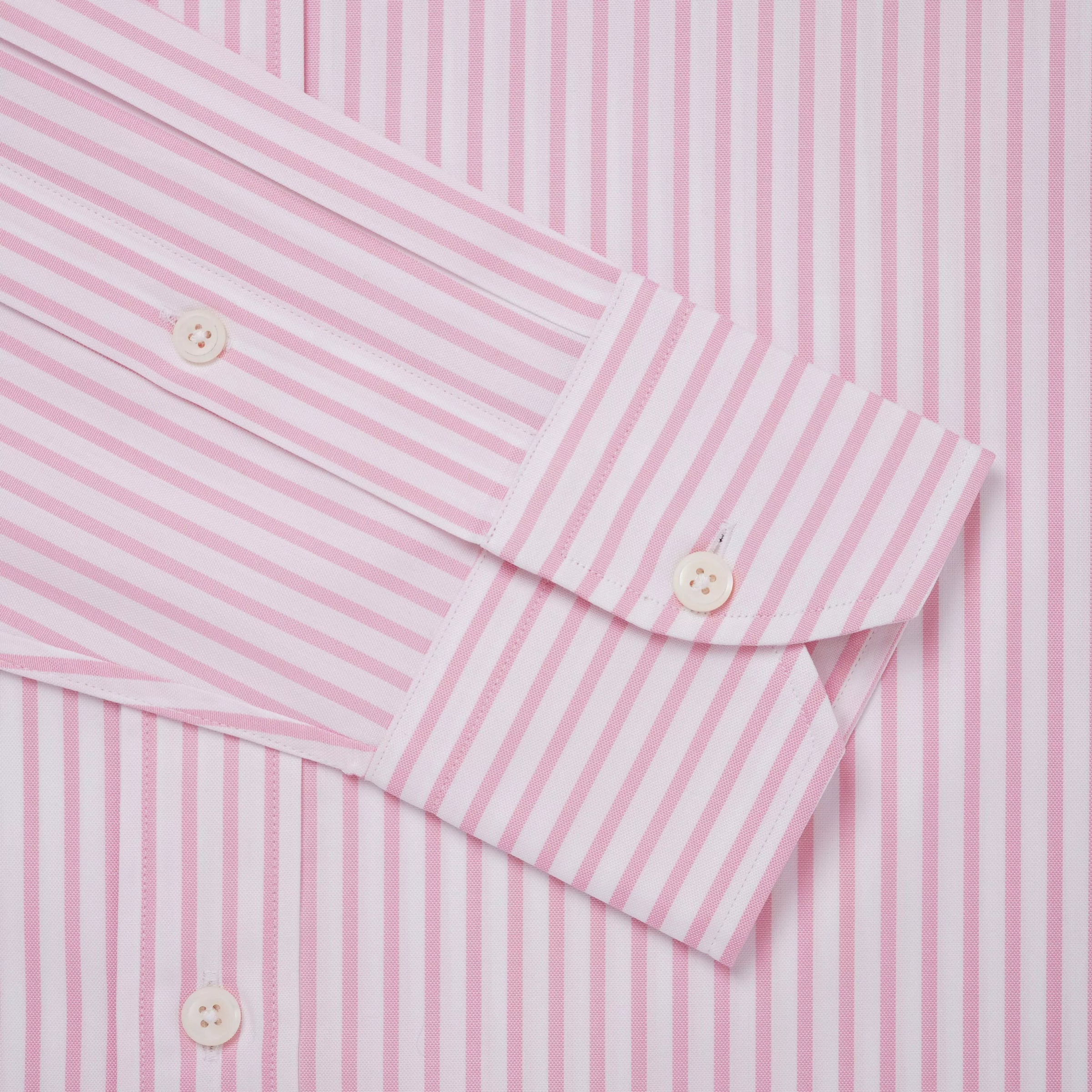 Pink & White Classic Fit Smart Casual Cotton Stripe Shirt