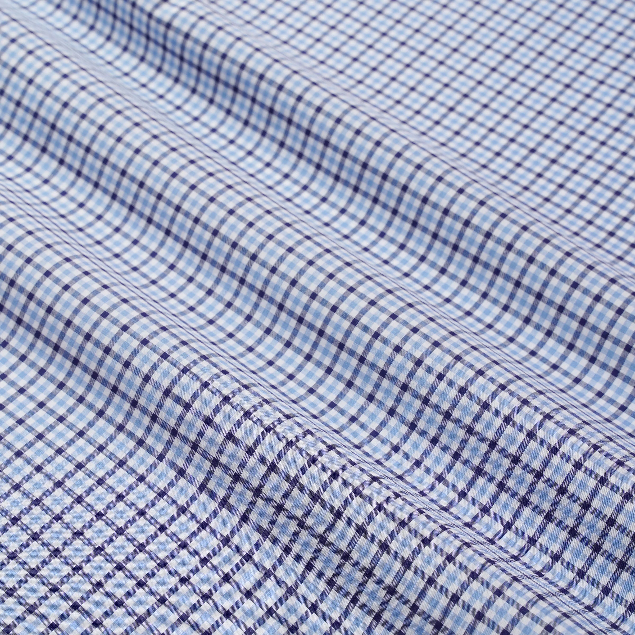 Navy & Blue Tailored Fit Smart Casual Mini Check Shirt