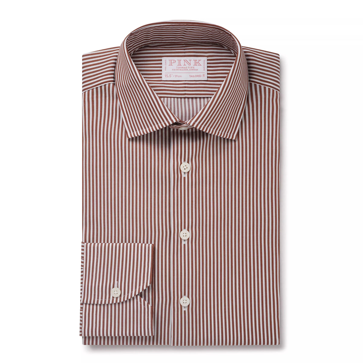 Brown & White Tailored Fit Capri Stripe Shirt Formal Shirt