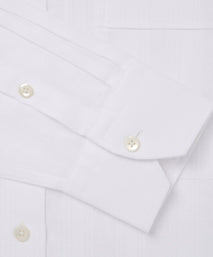 White Tailored Fit Smart Casual Button Down Collar Linen Tonal Stripe Shirt