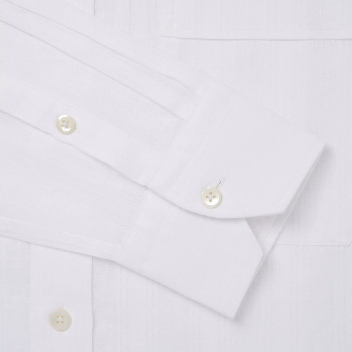 White Tailored Fit Smart Casual Button Down Collar Linen Tonal Stripe Shirt