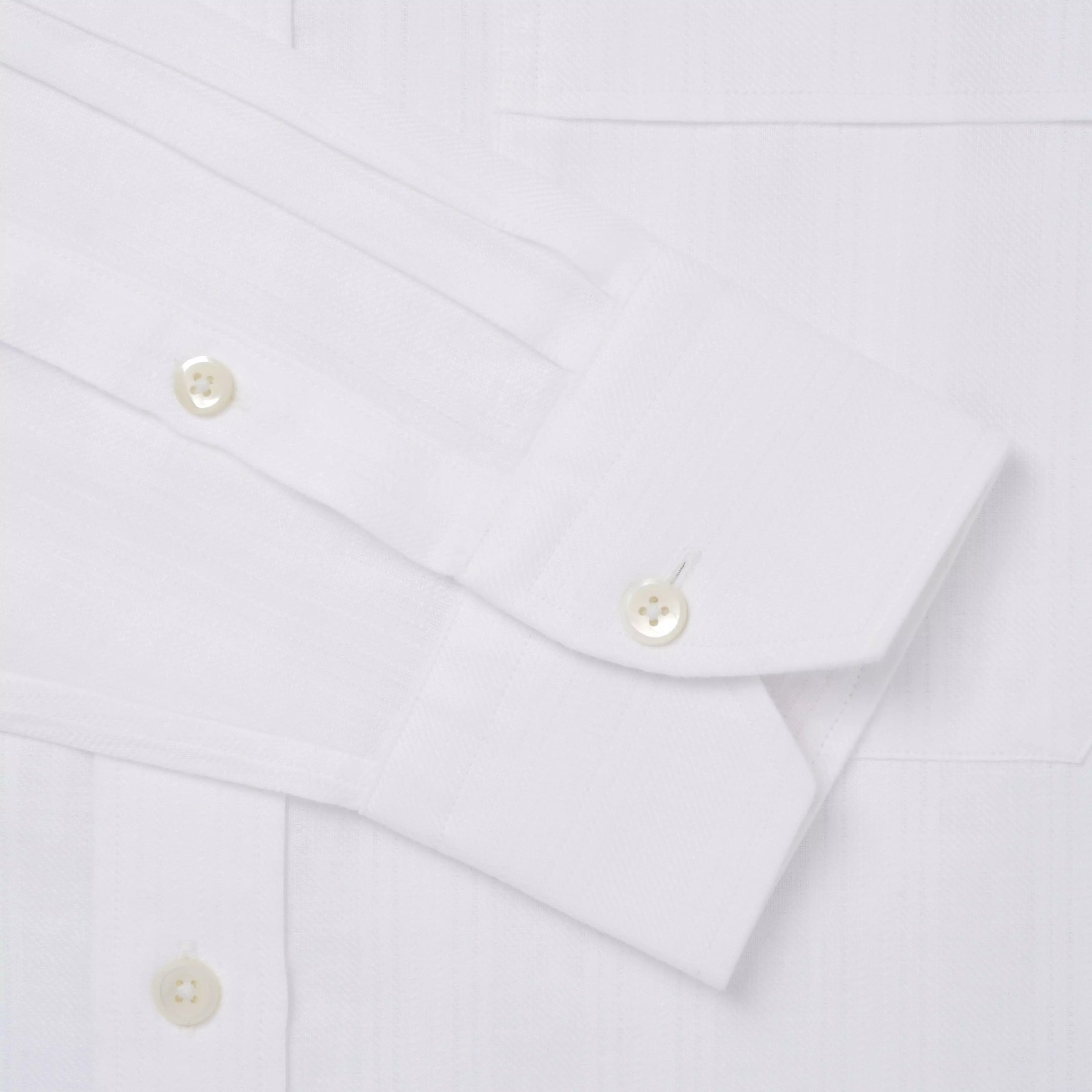 White Tailored Fit Smart Casual Button Down Collar Linen Tonal Stripe Shirt