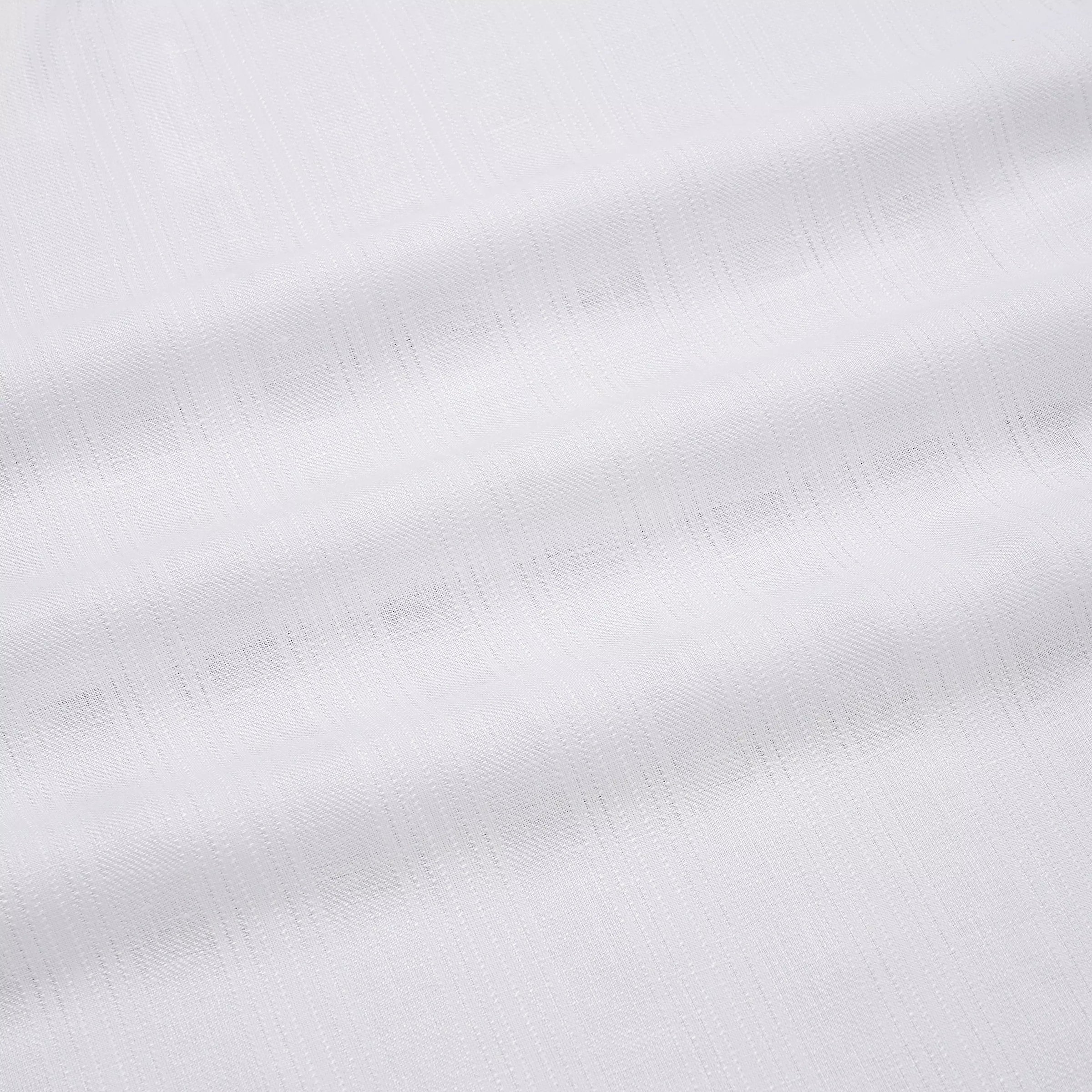 White Tailored Fit Smart Casual Button Down Collar Linen Tonal Stripe Shirt