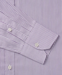 Purple & White Slim Fit Piumino Twill Stripe Formal Shirt