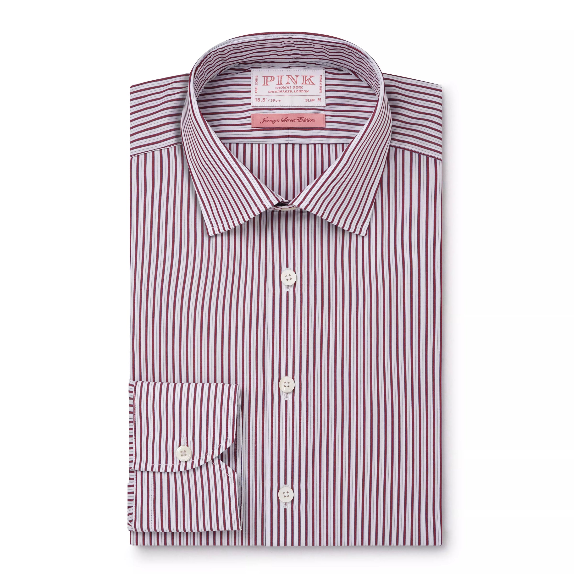 Purple & White Slim Fit Piumino Multi Stripe Formal Shirt