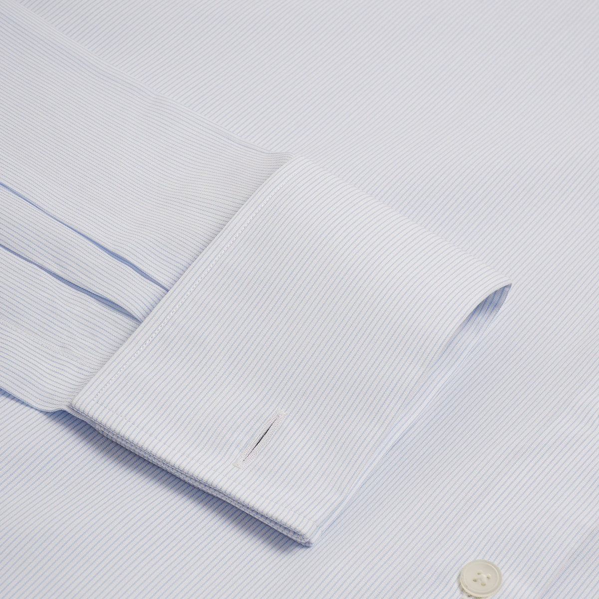Pale Blue & White Slim Fit Double Cuff Pin Stripe Formal Shirt