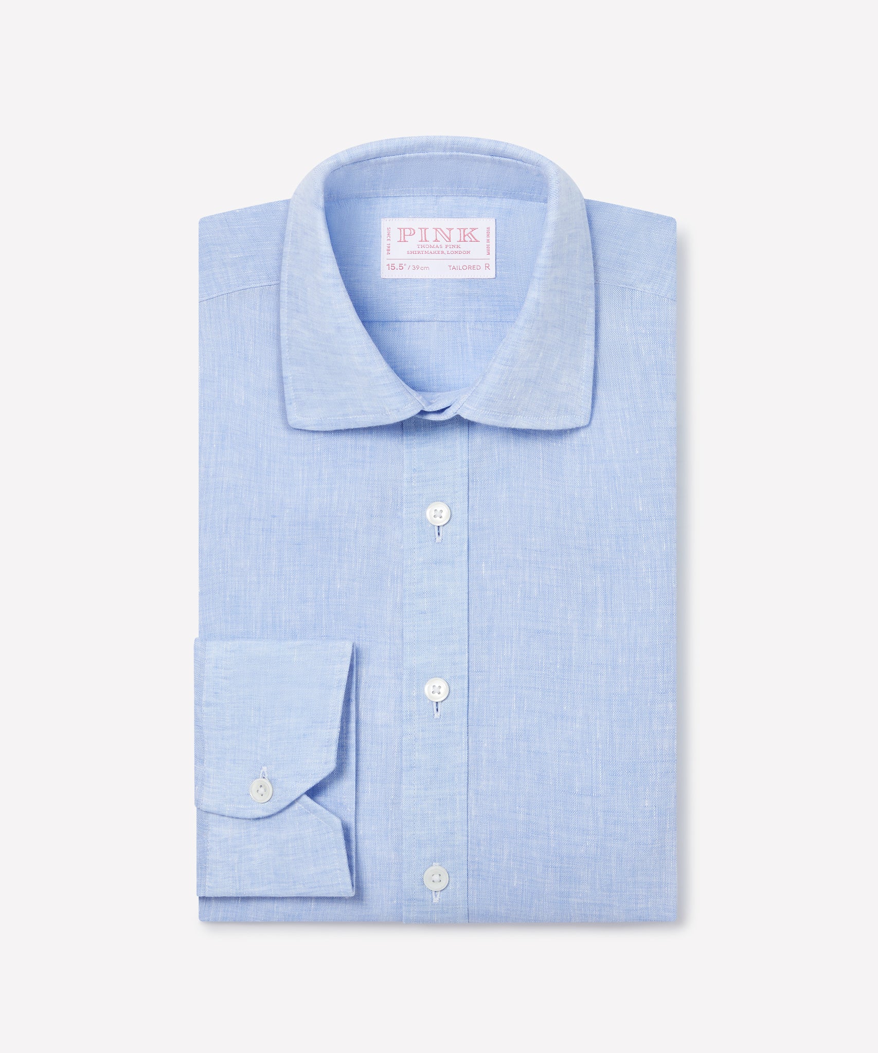 Pale Blue Tailored Fit Essential Linen Formal Shirt