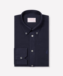 Navy Tailored Fit Essential Linen Button Down Smart Casual Shirt