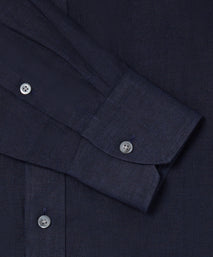 Navy Classic Fit Essential Linen Button Down Smart Casual Shirt