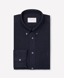 Navy Classic Fit Essential Linen Button Down Smart Casual Shirt