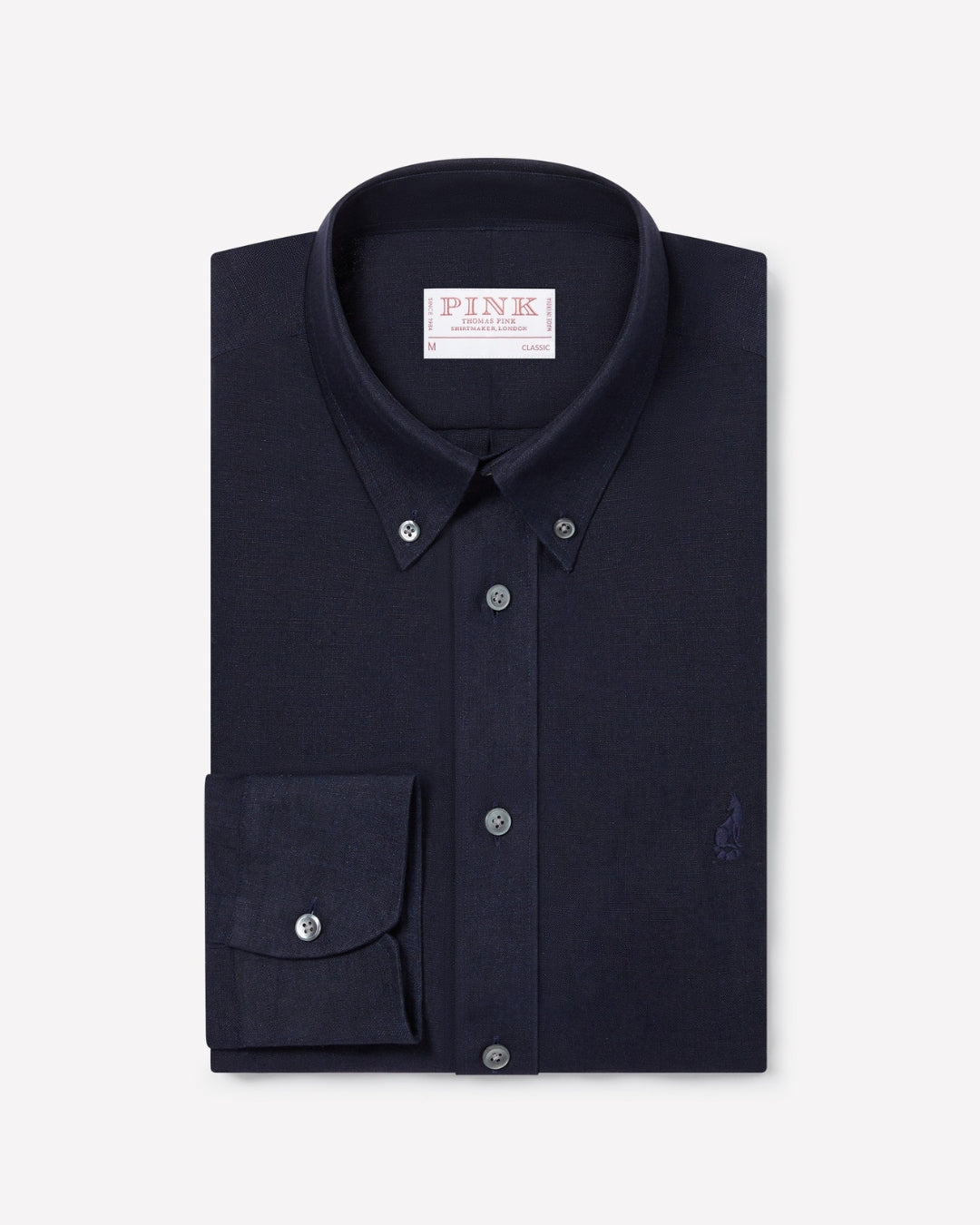Navy Classic Fit Essential Linen Button Down Smart Casual Shirt